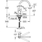 Grohe Bauedge Tek Kumandalı Eviye Bataryası 31367001 - 3