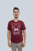 Erkek Seven V Yaka Bordo Tişört - 1