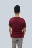 Erkek Seven V Yaka Bordo Tişört - 3