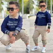 MODAVALS GÖMLEK YAKA SWEATSHIRT VE GABARDİN KARGO PANTOLON ERKEK ÇOCUK KOMBİN - 10