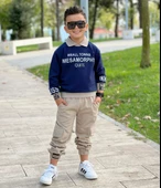 MODAVALS GÖMLEK YAKA SWEATSHIRT VE GABARDİN KARGO PANTOLON ERKEK ÇOCUK KOMBİN - 12