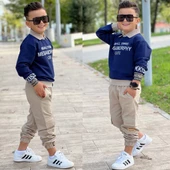 MODAVALS GÖMLEK YAKA SWEATSHIRT VE GABARDİN KARGO PANTOLON ERKEK ÇOCUK KOMBİN - 7