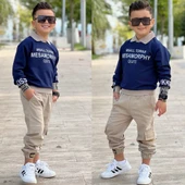 MODAVALS GÖMLEK YAKA SWEATSHIRT VE GABARDİN KARGO PANTOLON ERKEK ÇOCUK KOMBİN - 6