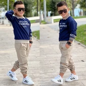 MODAVALS GÖMLEK YAKA SWEATSHIRT VE GABARDİN KARGO PANTOLON ERKEK ÇOCUK KOMBİN - 9