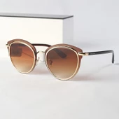 Daniel Klein DK4258P-2 Kahverengi Gold Yuvarlak Oval Kadın Güneş Gözlüğü - 1