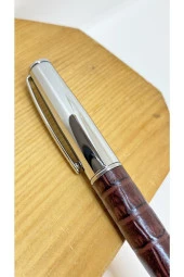Dd2078 Tükenmez Kalem Silver BrownLeather - 3