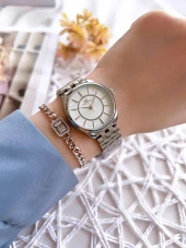 Ferro Gümüş Renk Kararmaz Renk Atmaz 3 Atm Su Geçirmez Özel Tasarım Kadın Kol Saati EFL21152A thumbnail 2