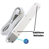 Grup Priz 6'lı Altı Gözlü Anahtarsız Topraklı 3 Metre Seyyar Ara Kablolu Uzatma Kablolusu Altılı Piriz Kablo - 3