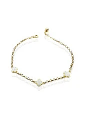 Üç Beyaz Yoncalı İtalyan Özel Zincir Günlük Stil Altın Bileklik thumbnail 1