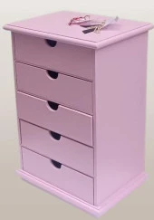 Hobi 90381 Şifonyer Takı Makyaj Kutusu 5Çekmece Parlak Pembe Lake Boya ElYapı - 6