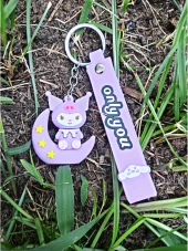 AY ÜSTÜNDE OTURAN ANİME ANAHTARLIK MOR AY KUROMİ SANRİO KARAKTER ANAHTARLIK ÇANTA VE CÜZDAN SÜSÜ-ANAHTARLIK68 thumbnail 3