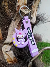 AY ÜSTÜNDE OTURAN ANİME ANAHTARLIK MOR AY KUROMİ SANRİO KARAKTER ANAHTARLIK ÇANTA VE CÜZDAN SÜSÜ-ANAHTARLIK68 thumbnail 4