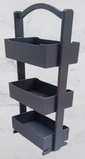 Hobi 90383 Raf Terek 3'lü Geniş İç Hacim CNC Kesim Ahşap MDF ANTRASİT ElYapım - 1