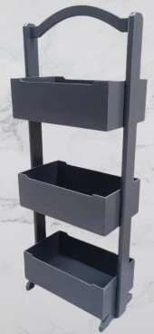 Hobi 90383 Raf Terek 3'lü Geniş İç Hacim CNC Kesim Ahşap MDF ANTRASİT ElYapım - 7