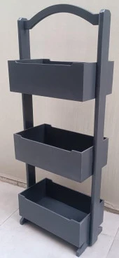 Hobi 90383 Raf Terek 3'lü Geniş İç Hacim CNC Kesim Ahşap MDF ANTRASİT ElYapım - 9