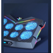 TechTic 8 Fanlı 18-11İnç RGB Işıklı Notebook Laptop Soğutucu Fan Sessiz LCD Pro Stand Çift USB 1 Type-c Giriş - 1