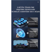 TechTic 8 Fanlı 18-11İnç RGB Işıklı Notebook Laptop Soğutucu Fan Sessiz LCD Pro Stand Çift USB 1 Type-c Giriş - 2