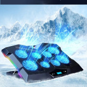 TechTic 8 Fanlı 18-11İnç RGB Işıklı Notebook Laptop Soğutucu Fan Sessiz LCD Pro Stand Çift USB 1 Type-c Giriş - 7