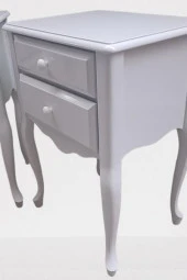 Komodin 90385 Klasik Kayın Aslan Ayak Çit Çekmece 2Adet Parlak Beyaz Boya ElYapım - 2