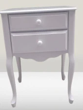 Komodin 90385 Klasik Kayın Aslan Ayak Çit Çekmece 2Adet Parlak Beyaz Boya ElYapım - 9