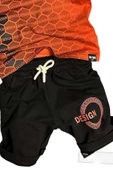 Erkek Çocuk Bal Peteği Desen ve Design Baskılı Vermilion Şortlu Takım - 3