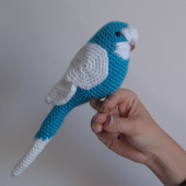 Amigurumi Örgü Oyuncak Muhabbet Kuşu Mavi Beyaz - 2