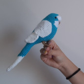 Amigurumi Örgü Oyuncak Muhabbet Kuşu Mavi Beyaz - 3