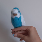 Amigurumi Örgü Oyuncak Muhabbet Kuşu Mavi Beyaz - 4