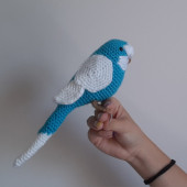 Amigurumi Örgü Oyuncak Muhabbet Kuşu Mavi Beyaz - 5