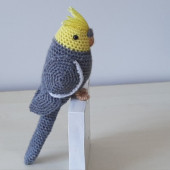 Amigurumi Örgü Oyuncak Kuş Sultan Papağanı Gri - 1