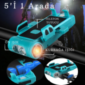 TechTic 5in1 Bisiklet Feneri Şarjlı Telefon Tutucu+Korna +Sis Farı 3500Mah PowerBank Scooter Lambası - 4