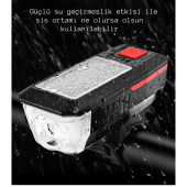 TechTic Güneş Enerejili Bisiklet Feneri Korna Su Geçirmez Solar Scooter Işık Şarj Edilebilir Ön Far (Mavi) - 7