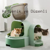 TechTic Star Tüneli Çekmeceli Kedi Tuvaleti Kürek Hediyeli Kedi Kum Kabı Yeşil - 6