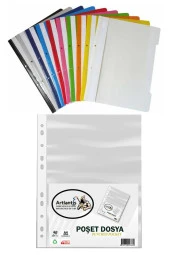 10 Renk Telli Dosya ve 50 Adet Poşet Dosya 1 Paket 10 lu Telli Dosya Poşet Dosya Okul Büro Ofis - 1