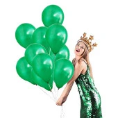 VIP 100 PCS SHINY METALLIC GREEN BALLOON VIP KALİTE PARLAK METALİK YEŞİL BALON HELYUM GAZI UYUMLUDUR - 1