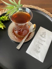Gümüş Yaldızlı Beyaz Temizlik Sonrası Çay Keyfi Kahve Peçete 6x12 cm - 2