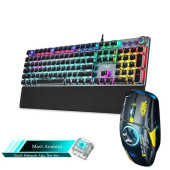 TechTic Mekanik Klavye Mouse Seti Kablolu Klavye 2.4G Mouse RGB Bilek Desteği Daktilo Klavye Retro - 1