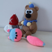 Amigurumi Örgü Oyuncak Uyku Bebekleri ve Tilki Anahtarlık Pembe - 2