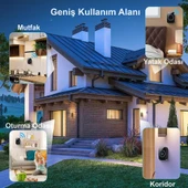 TriLine Ledli Modern Kablosuz Kapı Zili 300metre Menzil 60 Çeşit Zil 5 Seviye Ses - 5