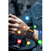 Hw56 MAX Plus Gri Smart Watch Akıllı Saat Wireless Charging Çift Buton Aktif Her Telefona Uyumlu - 8