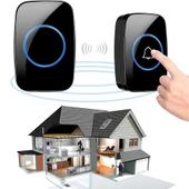 TriLine Ledli Modern Kablosuz Kapı Zili 300metre Menzil 60 Çeşit Zil 5 Seviye Ses thumbnail 1