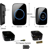 TriLine Ledli Modern Kablosuz Kapı Zili 300metre Menzil 60 Çeşit Zil 5 Seviye Ses thumbnail 6