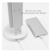 TechTic 5in1 Çok Fonksiyonlu Şarjlı Masa Lambası+Saat+Termometre+Takvim+Kalemlik+Telefon Tutucu - 5