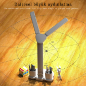 TechTic 5in1 Çok Fonksiyonlu Şarjlı Masa Lambası+Saat+Termometre+Takvim+Kalemlik+Telefon Tutucu - 6