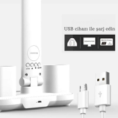 TechTic 5in1 Çok Fonksiyonlu Şarjlı Masa Lambası+Saat+Termometre+Takvim+Kalemlik+Telefon Tutucu - 9