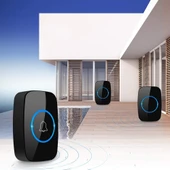 TriLine Ledli Modern 1 Buton 2 Alıcı Kablosuz Kapı Zili 300metre Menzil 60 Çeşit Zil 5 Seviye Ses thumbnail 1