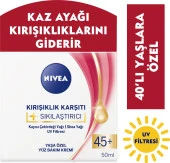 NIVEA + Krem Yaş 45+ (50ml),Yaşa Özel Yüz Bakım Kremi,Kayısı Çekirdeği ve Shea Yağı ile Yoğun Cilt B - 1