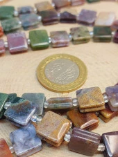 Akik Taşı Yandan Oyuklu Kare Kesim 10x10mm Dizi (49558) thumbnail 4