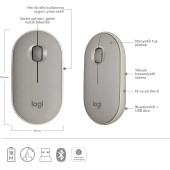 Logitech M350 Pebble Sessiz Kablosuz Kompakt Mouse - Bej - 4