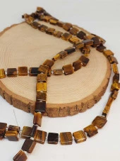 Kaplan Gözü Taşı Yandan Oyuklu Kare Kesim 10x10mm Dizi (49564) thumbnail 3